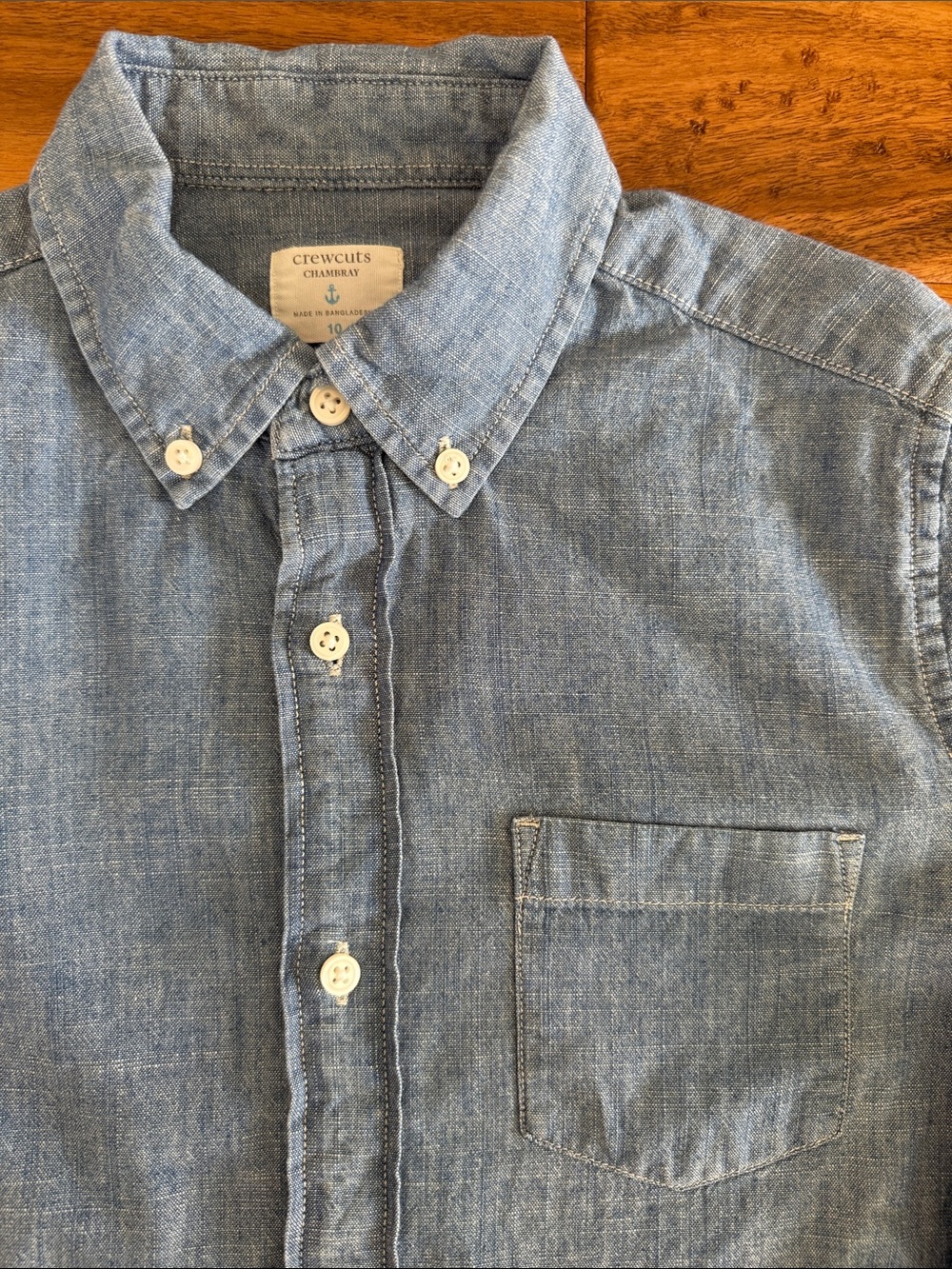 Crewcuts Boys' Long-Sleeve Chambray Shirt in Classic Indigo - Size 10